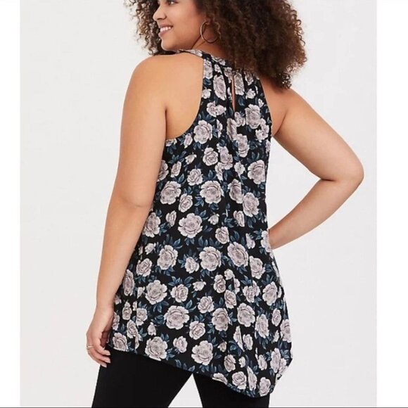 Torrid Plus Size Floral Georgette Hi-Lo Tank Top Roses Size 4X - Picture 2 of 9